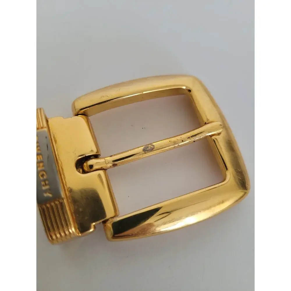 Givenchy Vintage Belt Buckle Gold‎ Tone Logo Slim 1